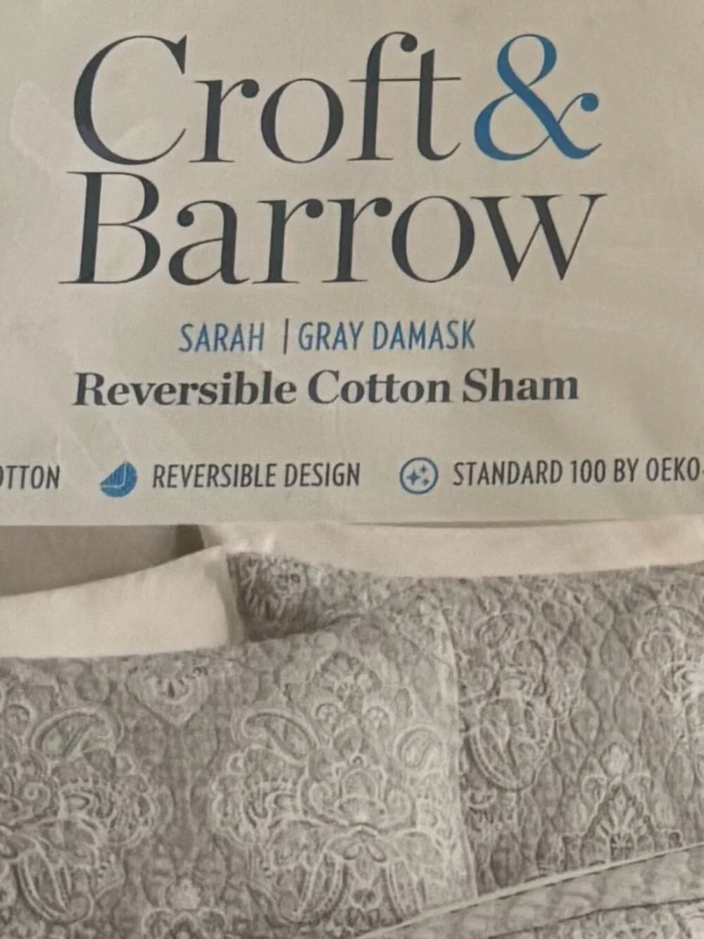 Grey and White Cotton Pillow Sham Bedding